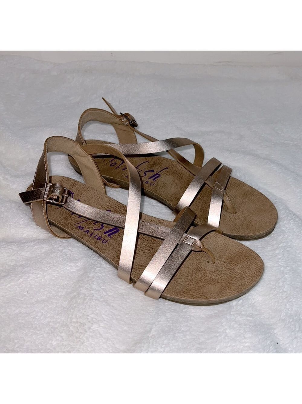 Blowfish Women’s Granola Rose Gold Strappy Ankle Buckle Strap Sandal - Sz 10 - Picture 4 of 11
